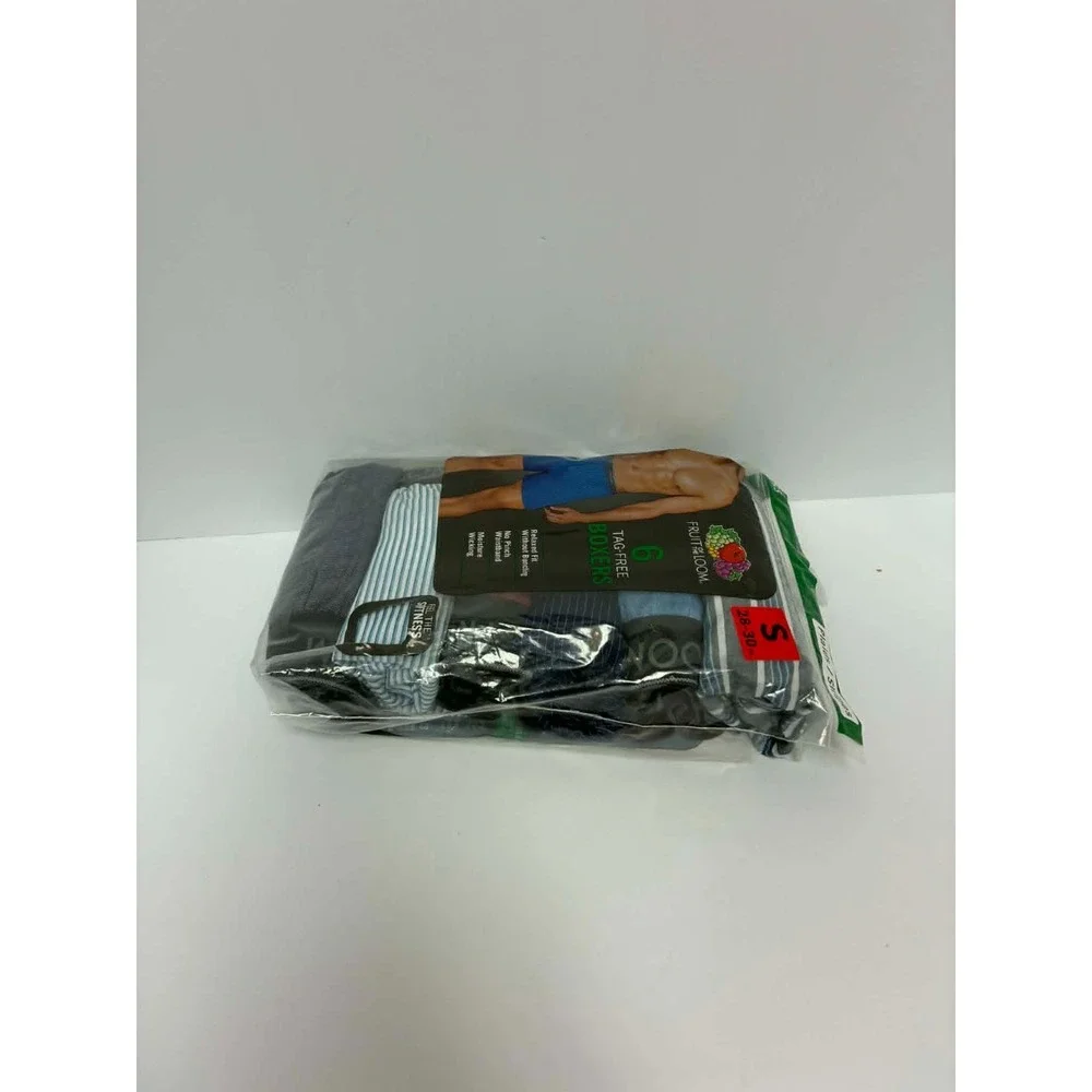 Fruit of the Loom Men's Boxers 6 Pack Size Small 28-30 Tag-Free Plaid Stripe